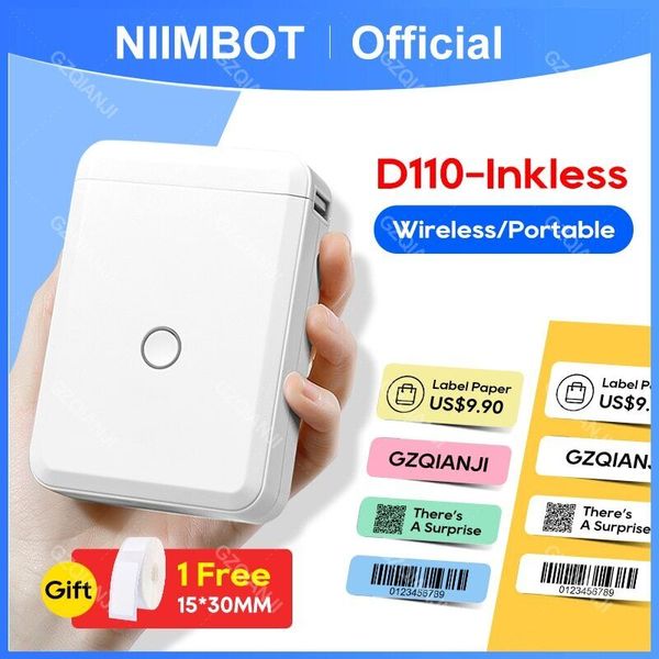 NIIMBOT D110 Machine à étiquettes thermique Portable Mini imprimante d'autocollants sans fil Bluetooth bureau à domicile utilisation scolaire téléphone Portable modifiable