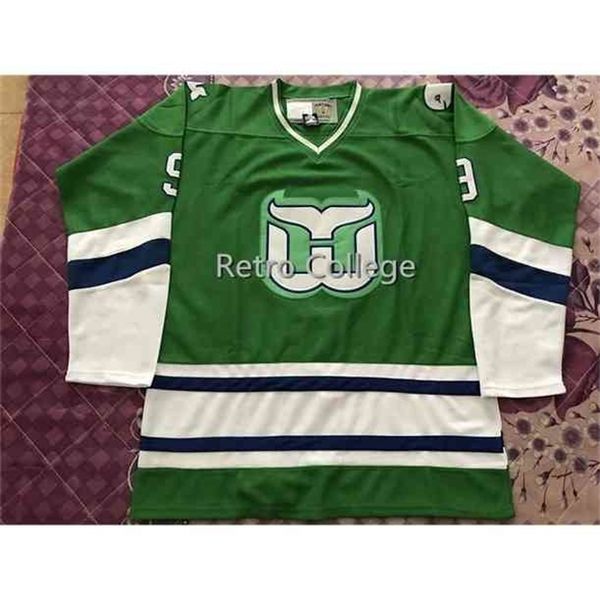 Nik1 # 9 GORDIE HOWE Hartford Whalers JERSEY DE HOCKEY RETRO Bordado para hombre Cosido Personaliza cualquier número y nombre Jerseys