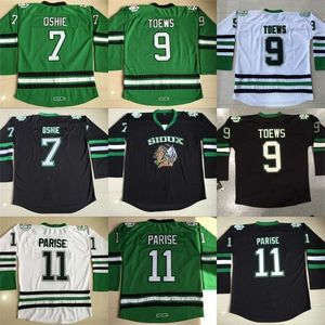 Nik1 Fighting Sioux Jersey Mens Blank 7 TJ Oshie 9 Jonathan Toews 11 Zach Parise Fighting Sioux DAKOTA College Hockey Maillots Pas Cher S-3XL