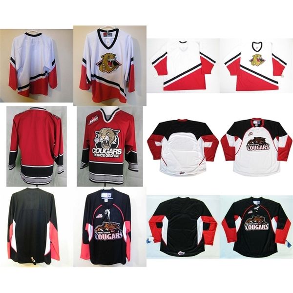 Nik1 Hommes Femmes Enfants WHL Prince George Cougars Blanc Rouge Noir 100% Cousu Maillots De Hockey Sur Glace S-6XL Goalit Cut Personnalisé N'importe quel nom N'importe quel NO.Jerseys