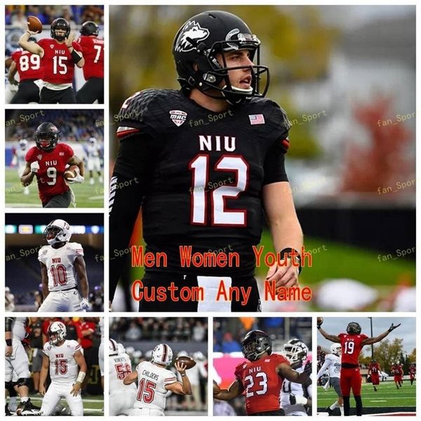 Nik1 NCAA College Jerseys Northern Illinois Huskies 88 Daniel Crawford 89 Mitchell Brinkman 93 Erik Abrell 4 Dustin Fletcher Fútbol personalizado