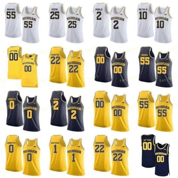 Nik1 NCAA College Michigan Wolverines Basketball Jersey 24 Baird 3 Zavier Simpson 32 Luke Wilson 44 Jaron Faulds Cousu sur mesure