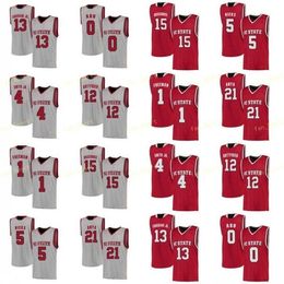 Nik1 NCAA College NC State Wolfpack Basketball Jersey 33 Wyatt Walker 4 Dennis Smith Jr. 4 Jericole Hellems 44 David Thompson Cousu sur mesure