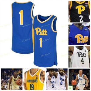 NIK1 NCAA College Pitt Panthers Basketball Jersey 12 Joe Mascaro 13 Khameron Davis 14 Curtis Aiken Jr 15 Kene Chukwuka Custom gestikte