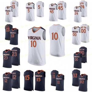 Nik1 NCAA College Virginia Cavaliers Basketball Jersey 23 Kody Stattmann 24 Katstra 24 Marco Anthony 25 Mamadi Diakite Cousu sur mesure