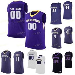 Nik1 NCAA College Washington Huskies Basketball Jersey 10 Elijah Hardy 11 Nahziah Carter 12 Jason Crandall 14 Sam Timmins cousu sur mesure