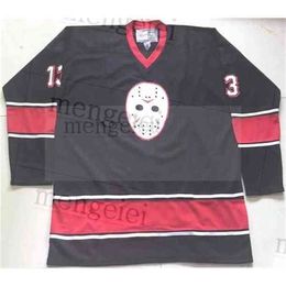 Nik1 Rare Vintage 1980 vendredi 13 maillot de hockey Jason Voorhees broderie cousue personnaliser n'importe quel numéro et nom maillots