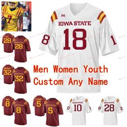 Nik1 Cousu Personnalisé 32 David Montgomery 34 O'Rien Vance 4 Zeb Noland 48 Kamilo Tongamoa ISU Iowa State Cyclones Hommes Femmes Maillot Jeunesse