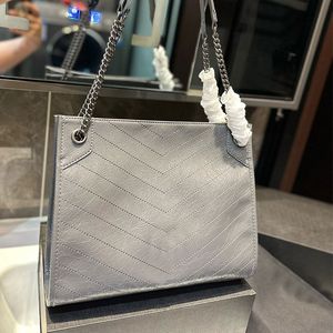 Bolso de compras Niki, bolsos de hombro para mujer, bolsillo interno con cremallera de cuero genuino, cierre magnético, bolsillos de gran capacidad, letras de moda