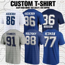 Nikita Kucherov Steven Stamkos Andrei Vasilevskiy USA Hockey Club Fans Camiseta de manga corta de marca
