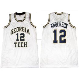 Nikivip #12 Kenny Anderson Tech College Retro Classic Basketball Jersey Mens genaaid Custom Number en Name Jerseys