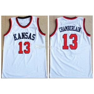 Nikivip #13 Wilt Chamberlain Kansas Jayhawks College Witte Retro Klassieke Basketbal Jersey Heren Ed Aangepaste Nummer Naam Jerseys