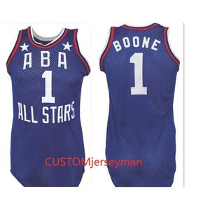 Nikivip 1975 All-Star # 1 Boone Basketball Jersey Blue Mens asttimed Custom Made Taille S-5XL