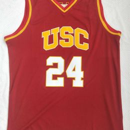 Nikivip 24 Brian Scalabrine Men Jersey University of Southern California USC Jersey College Mens Basketball Jerseys Red Sports Jersey