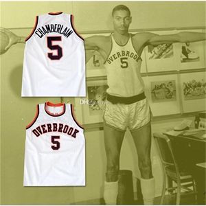 Nikivip #5 Wilt Chamberlain Overbrook Panthers High School Retro Classic Basketball Jersey Mens gestikt Custom Number en Name Jerseys