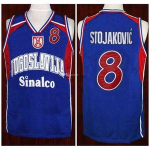Nikivip # 8 Peja Stojakovic Team Jugoslavija Yougoslavie Retro Classic Basketball Jersey Mens Cousu Numéro et nom personnalisés Maillots