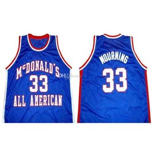 Nikivip All American Alonzo Mourning # 33 Retro Basketball Jersey Mens Cousu Personnalisé Tout Numéro Nom Maillots