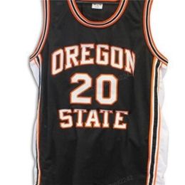 Nikivip Pas Cher Personnalisé Rétro # 20 Gary Payton Oregon State Beavers Basketball Jersey Homme Noir Orange Cousu Toute Taille 2XS-3XL 4XL 5XL Nom Numéro