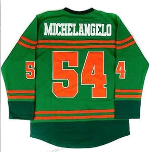 Nikivip Barato Personalizado Venta al por mayor # 54 Michelangelo Hockey Jersey Hombre Cosido Verde Tamaño 2XS-3XL 4XL 5XL 6XL Cualquier Nombre Número Camisetas