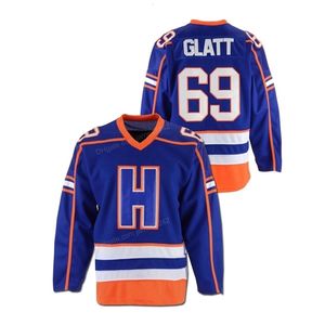 Nikivip goedkoop aangepaste groothandel #69 Doug Glatt hockey jersey heren allemaal gestikt blauw maat 2xs-3xl 4xl 5xl 6xl elke naam nummertruiens