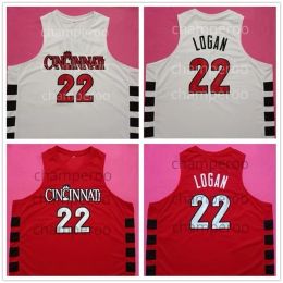 Nikivip Cincinnati Bearcats College Steve Logan #22 Retro Rood Wit Basketbal Jersey Heren Ed Custom Nummer Naam Jerseys