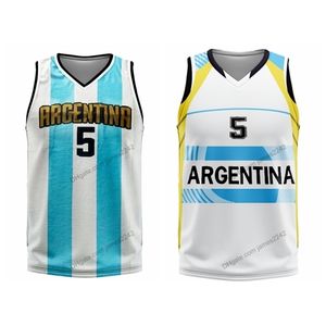 Nikivip Custom 2008 Beijing Manu #5 Equipo Argentina Baloncesto Jersey Impreso S-4XL Cualquier nombre y número de calidad superior