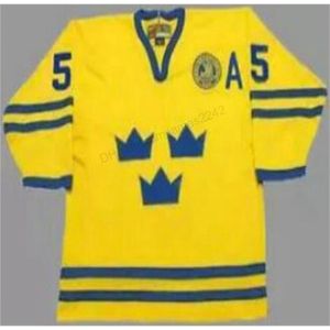 Nikivip Personnalisé # 5 Nicklas Lidstrom Maillot de hockey dédicacé pour homme Cousu Jaune Toute taille 2XS-5XL Maillots avec nom ou numéro de qualité supérieure