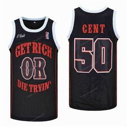 Nikivip Custom Cent # 50 Camiseta de baloncesto para hombre Unidad G Hazte rico o muere probando Hip Hop cosido S-4XL Cualquier nombre y número de calidad superior