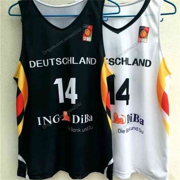 Nikivip Custom Dirk Nowitzki # 14 Baloncesto Jersey Bundesrepublik Deutschland Equipo Alemania Negro Blanco Tamaño S-4XL Cualquier nombre y número Calidad superior