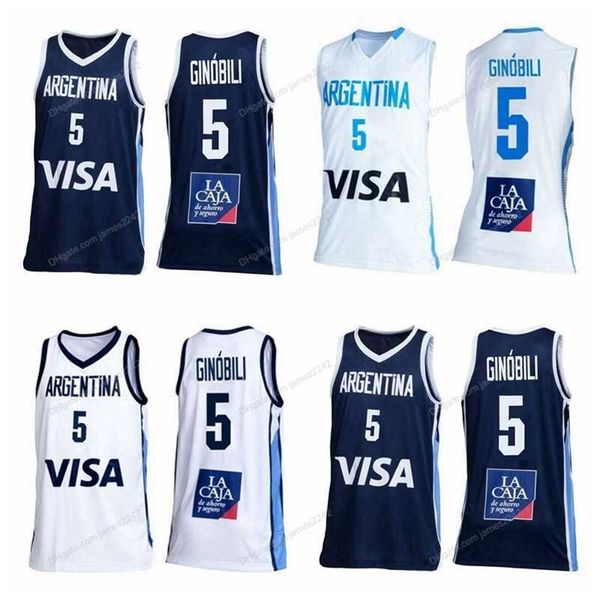 Nikivip Personnalisé Gianna Manu Ginobili Argentine Basketball Jersey Imprimé 3 Couleurs Chemise Taille S-4XL N'importe quel Nom Et Numéro Maillots De Qualité Supérieure