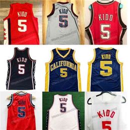 Nikivip Custom Jason Kidd #5 California Basketball Jerseys College New Jersey genaaid wit blauw roodgrijze maat S-4XL topkwaliteit