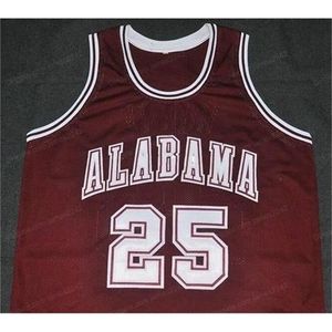 Nikivip Custom Retro #25 Robert Horry College Basketball Jersey heren gestikt wijn rood elke maat 2xs-5xl naam en nummer