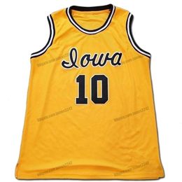 Nikivip Custom Retro BJ Armstrong # 10 Iowa Hawkeyes College Basketball Jersey Hommes Cousu Jaune N'importe Quel Nom Numéro Taille S-4XL Gilet Maillots