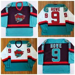 Nikivip Custom Retro Gordire Howe #9 Hockey Jersey Detroit Vipers Heren Ed Elke maat 2XS-5XL Naam of nummer Topkwaliteit