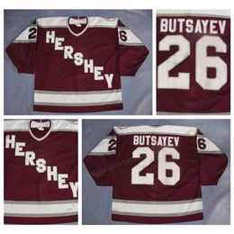 Nikivip Personnalisé Rétro Hershey Ours 26 Butsayev Maillot De Hockey Hommes Cousu N'importe Quelle Taille 2XS-5XL Nom Ou Numéro Maillots