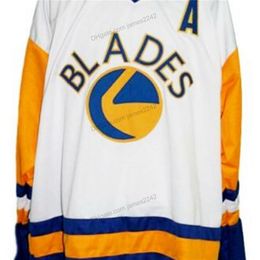 Nikivip – maillot de hockey personnalisé rétro Saskatoon Blades, cousu blanc, taille S-4XL, avec n'importe quel nom et numéro, maillots de qualité supérieure