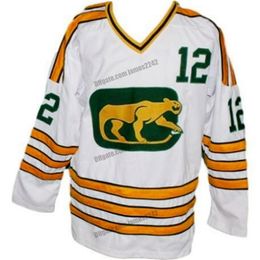 Nikivip Custom rétro Stapleton # 12 Chicago Cougars Hockey Jersey Taille blanche cousue S-4XL TOUT NOM ET NUMÉRIEL