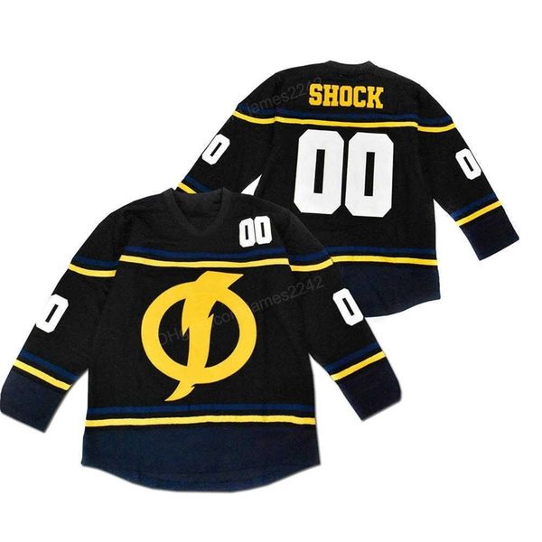 Nikivip Custom Wholesale 00 Static Shock Black Hockey Jersey Hombres Todo cosido Tamaño 2XS-2XL 3XL 4XL 5XL 6XL Cualquier nombre Número Camisetas