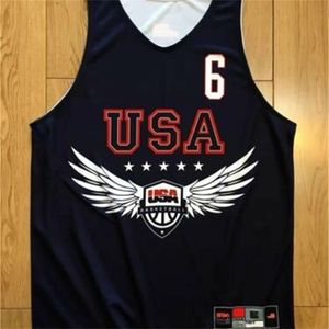 Nikivip Derrick Rose #6 USA Team Jerseys D.Rose Training American Basketball Shirts Print Jersey of Custom elk naamnummer 4xl 5xl 6xl jersey