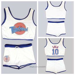 Nikivip From US #Space Jam Tune Squad Basketball Jersey Ladies Set Lola Bunny # 10 Maillots Femmes Adultes Avec Short Blanc Cousu
