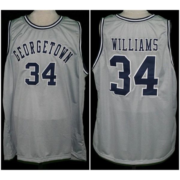 Nikivip Georgetown Hoyas College #34 Reggie Williams Maillot de basket-ball rétro pour homme Ed Numéro personnalisé Nom Maillots