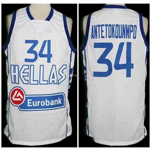 Nikivip Giannis Antetokounmpo #34 équipe Grèce Hellas rétro maillot de basket-ball hommes cousu personnalisé n'importe quel numéro nom maillots