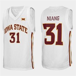 Nikivip Iowa State Cyclones College Georges Niang #31 White Retro Basketball Jersey heren genaaid aangepaste nummernaam Jerseys