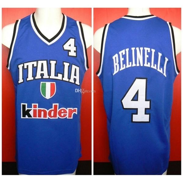Nikivip Marco Belinelli # 4 Team Italia Italy Italiano Retro Basketball Jersey Mens Stitched Custom Any Number Name Jerseys