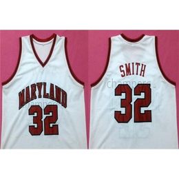 Nikivip Maryland Terrapins College Joe Smith #32 Maillot de basket-ball rétro blanc pour homme Cousu Numéro personnalisé Nom Maillots