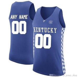 Nikivip Men Vrouwen Younth Men Aangepast Kentucky Wildcats College Jersey Custom maakte een naamnummer gestikte blauw wit gestikte basketbaltruiens