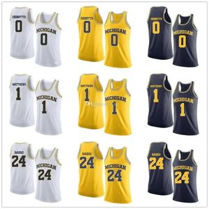 Nikivip Michigan Wolverines College # 0 Brent Hibbitts # 1 Charles Matthews # 24 C.J. Baird Maillots de basket-ball Hommes cousus Numéro personnalisé Nom