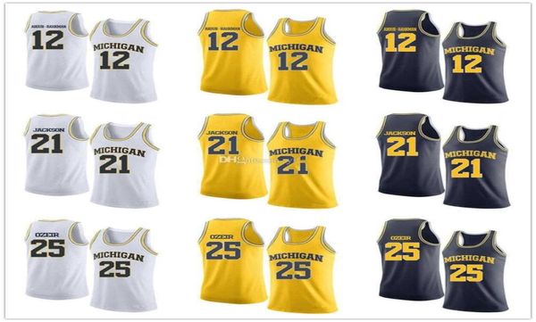 Nikivip Michigan Wolverines College 12 MuhammadAli AbdurRahkman 21 Ray Jackson 25 Naji Ozeir camisetas de baloncesto para hombre cosidas 7782530