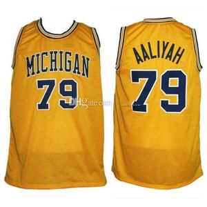 Nikivip Michigan Wolverines College Aaliyah # 79 Retro Jaune Jersey Basketball Jersey Men de nom de numéro de numéro de coutume masculin
