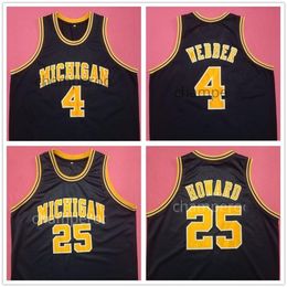 Nikivip Michigan Wolverines College Chris Webber #4 JUWAN HOWARD Basketball Jersey #25 Navy Blue Retro Men's Stitched Custom Name Jerseys